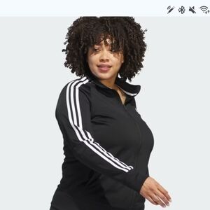 #0020-Adidas Black Jacket with White Stripes